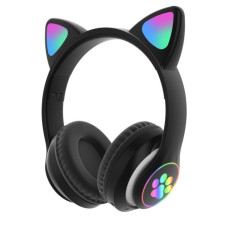Bluetooth наушники CATear STN-28 с кошачьими ушками и подсветкой Черные